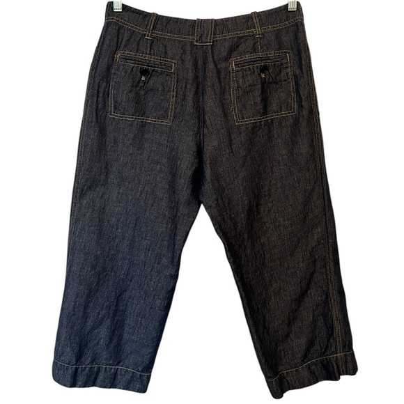 Talbots Straight Leg Lightweight Linen Blend Cropped High Rise Coastal Jeans 12P - Picture 4 of 12